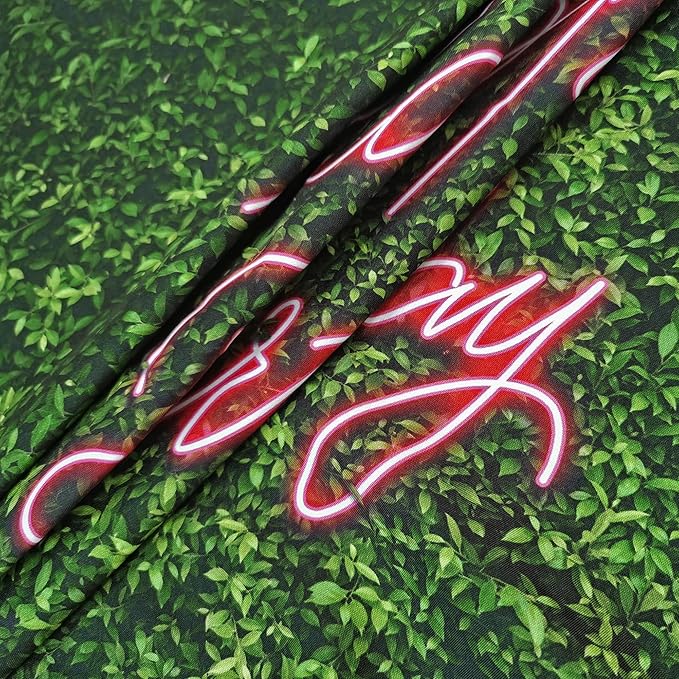 Riyidecor Happy Birthday Backdrop for Women Green Leaves Grass Leaf Girls Spring Plant 7Wx5H Feet Nature Neon Pink Photography Background Birthday Party Decoration Photo Studio Shoot Polyester Fabric