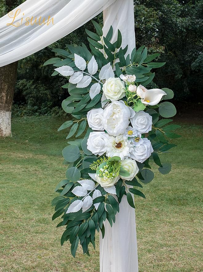 Wedding Arch Flowers, Artificial Flowers for Decoration, Large Flower Swag for Boho Styles Wedding Ceremony Floral Decor - Pack of 2