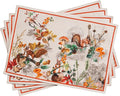 Maison d' Hermine Placemats Set of 4 100% Cotton Washable Cloth Place Mats, Reusable Table Mats for Thanksgiving Christmas Decorations Kitchen Dining Party Wedding Restaurant (Recolte, 13" x 19")