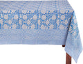 ATOSII Azora Blue 100% Cotton Square Summer Tablecloth, Block Print Floral Table Cloth for Dining, Outdoors, Parties, Weddings I Grand Millenial Decor 60 X 60 Inches I 4 Seater