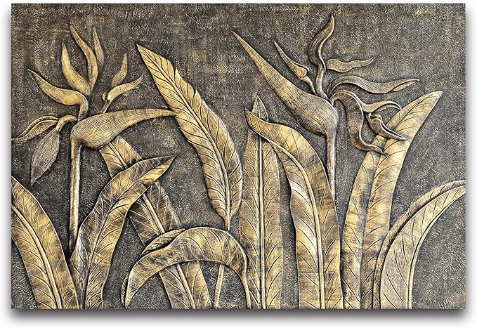 Cliouar-Golden Bird of Paradise Sculpture 3D Three-Dimensional Wallpaper Mural 103" x 69"(Not Self-Adhesive)