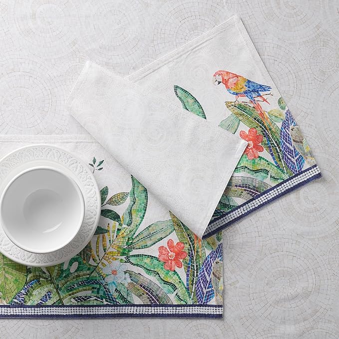 Maison d' Hermine Placemats 100% Combed Cotton Premium Set of 4 Dinner Placemat, Decorative Washable Cloth Placemat, Dining, Buffet Parties & Camping - Mosaic (13"x19")