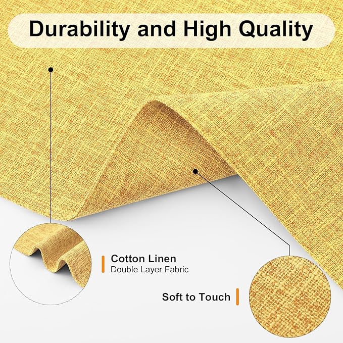 Homaxy Cloths Placemats for Dining Table Set of 4, Heat Resistant Washable Cotton Linen Blend Table Mats, Ideal for Kitchen Party Dining Decoration, 13" x 19", Mustard Yellow
