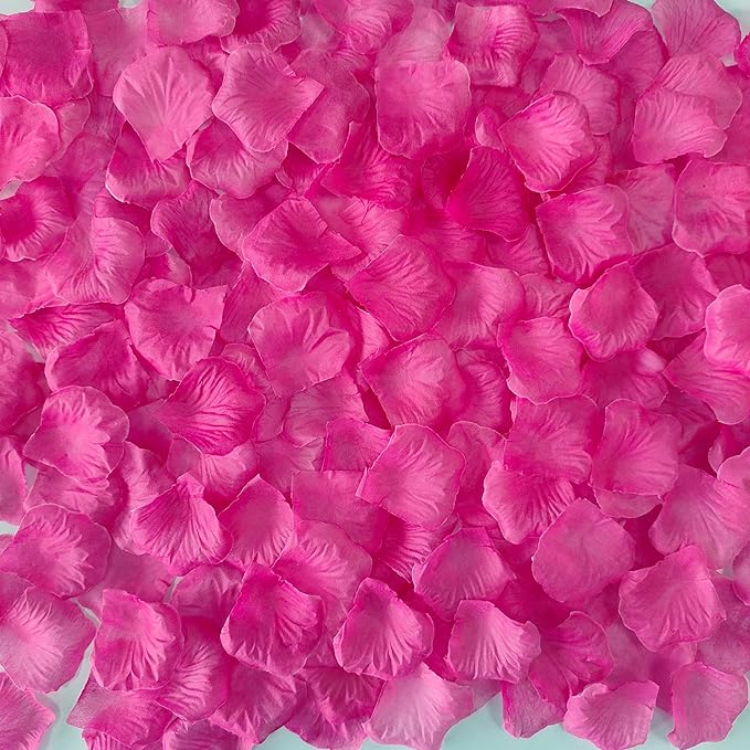 Separated 1000 PCS Artificial Magenta Rose Petals for Romantic Night,Faux Fuchsia Flower Petals for Flower Girl Weddings Party Romantic Decoration(Ready-to-use)