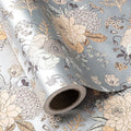 WRAPAHOLIC 30 Inch Floral Wrapping Paper - 30 Inch X 33 Feet - Pearlized Silver Vintage Floral Wedding Wrapping Paper for Birthday, Bridal Shower, Baby Shower