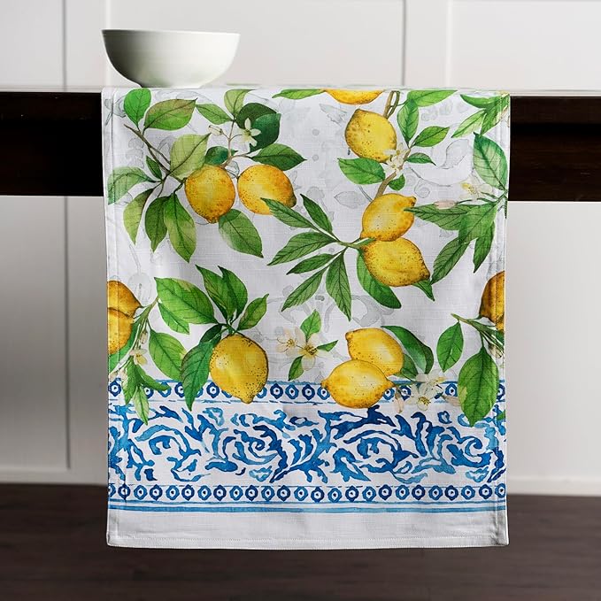 Maison d' Hermine Table Runner 100% Cotton Single Layer Table Runners 108 inches Long Decorative for Home Kitchen Dining Party Baby Shower Wedding Bridal Shower Spring Summer (Cedrat, 14.50" x 108")