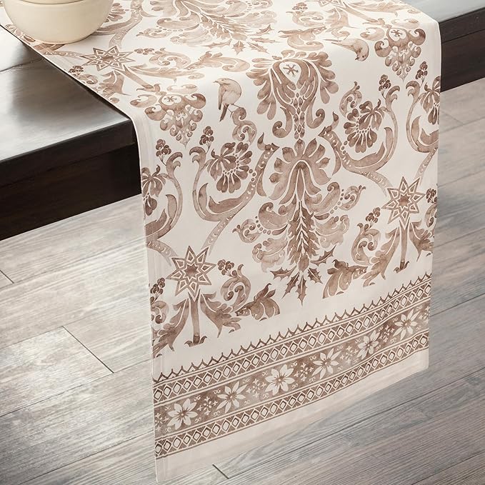 Maison d' Hermine Table Runner 100% Cotton Double Layer Table Runners 72 inches Long for Thanksgiving Christmas Decorations Home Kitchen Dining Party Wedding (Allure, 14.5" x 72")