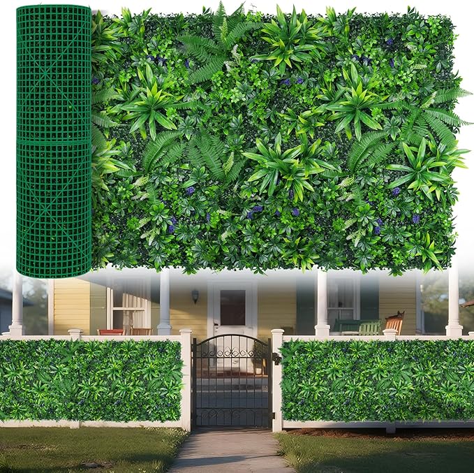 Greenery Grass Wall Panels, 40"x120" (33.33 sqft) Artificial Outdoor Ivy Privacy Fence Screen, UV-Anti Faux Boxwood Roll Grass Wall Panels for Garden Patio Balcony Decor