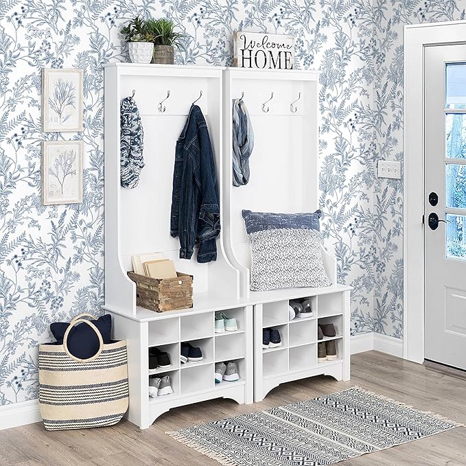 Peel and Stick Wallpaper Blue and White Floral Wall Paper for Bedroom Blue Contact Paper for Cabinets Self-Adhesive Removable Wallpaper for Bathroom Kitchen Wall Decor 197"x17.3"