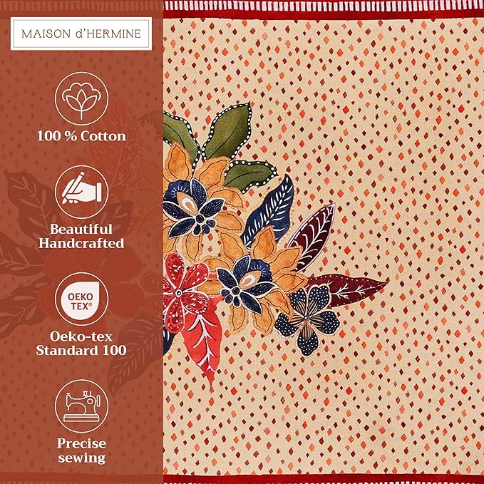 Maison d' Hermine Placemats Set of 4 100% Cotton Washable Cloth Place Mats, Reusable Table Mats for Thanksgiving Christmas Decorations Kitchen Dining Party Wedding Restaurant (Kalahari, 13" x 19")