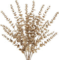 8 Pcs Christmas Tree Picks and Sprays Champagne Glitter Christmas Picks 25.6" Christmas Glitter Eucalyptus Leaves Stems for Christmas Tree Filler Branches Wreaths Centerpieces Holiday Decorations