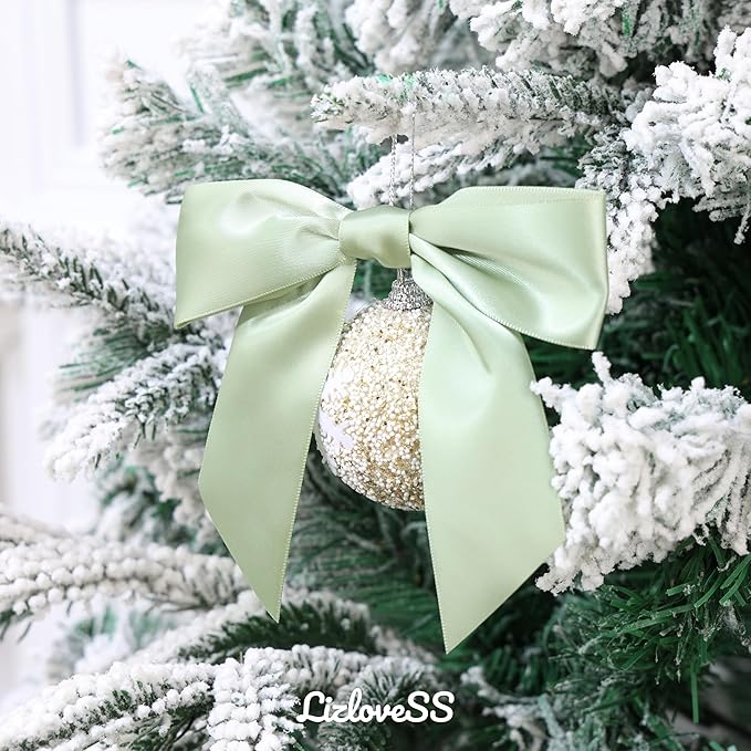 Sage Green Satin Ribbon Twist Tie Bows 5 Inch Pre-Tied Dusty Sage Gift Bows for Crafts, Treat Bags, Party Favors, Wedding, Baby Shower, Candy Apple, Christmas (36 Pack)