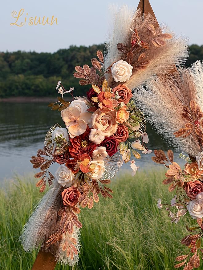 Wedding Arch Flowers, Artificial Flowers for Decoration, Large Flower Swag for Boho Styles Wedding Ceremony Floral Decor - Pack of 2