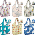 BeeGreen Reusable Grocery Bags 6 Pack, Heavy Duty Totes for Women, Foldable Grocery Bag Large Shopping Totes with Handles for Work, Travel, Gift, Store, Polyester Washable Reusable Tote Bag