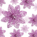 Boao Light Purple 24 Pieces Poinsettia Flower Christmas Glitter Artificial Poinsettia with Clips Christmas Tree Ornament Decorations for DIY Xmas Wreath Holiday Home Party Decor, 3/4/6 Inches