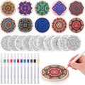 10 Pcs Ceramic Coasters for Drinks Color Your Own Coaster Set DIY Absorbent Cup Mat with 12 Markers and Cork Base Gift Arts and Crafts for Coffee Table Apartment Bar Home Decoration (Mandala)
