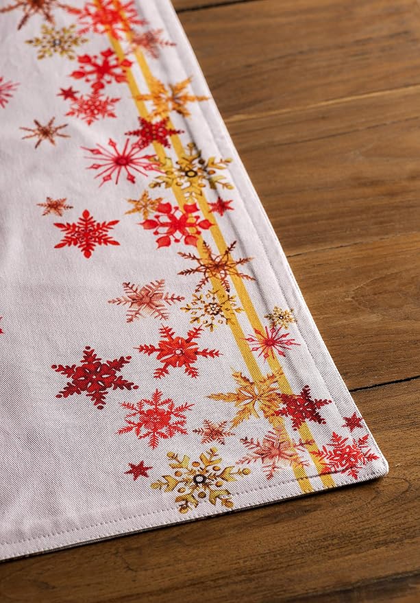 Maison d' Hermine Placemats Set of 4 100% Cotton Washable Cloth Place Mats, Reusable Table Mats for Thanksgiving Christmas Decorations Kitchen Dining Party Wedding Restaurant (Crystal Star, 13" x 19")