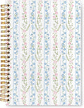 VIIJJUE Floral Journal Notebook,Blue and Pink Flower Botanical Journals for Writing, Elegant Aesthetic Plants Hardcover Spiral Notebooks, 5.5x8.3 Inch