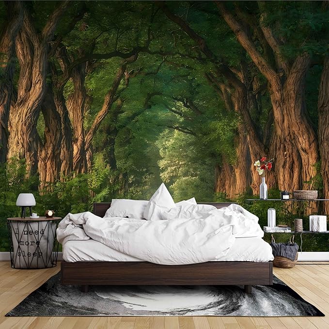 Floral Forest Wall Murals Peel and Stick Forest murals Removable Waterproof Large Wallpaper for Living Room Bedroom (Color-13, 137×98 inch)