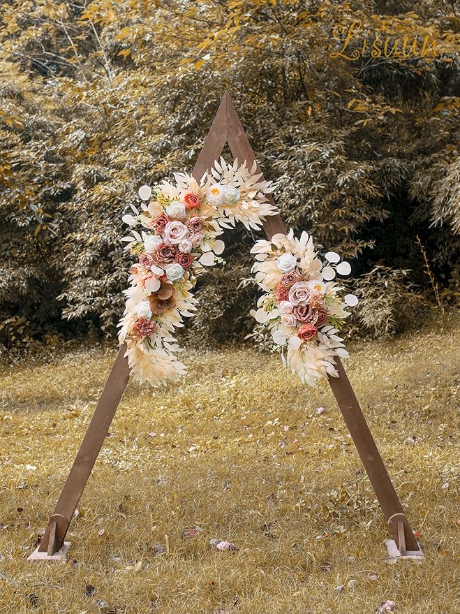 Wedding Arch Flowers, Artificial Flowers for Decoration, Large Flower Swag for Boho Styles Wedding Ceremony Floral Decor - Pack of 2