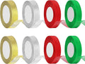 DECYOOL 8 Rolls 300 Yards Christmas Ribbons Metallic Glitter Fabric Organza Holiday Festival Ribbons 4/5" Wide for Gift Wrapping Decoration