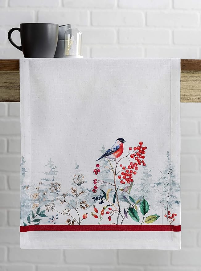 Maison d' Hermine Table Runner 100% Cotton Single Layer Table Runners 36 inches Long for Thanksgiving Christmas Decorations Home Kitchen Dining Party Wedding (Morzine, 14.5" x 36")