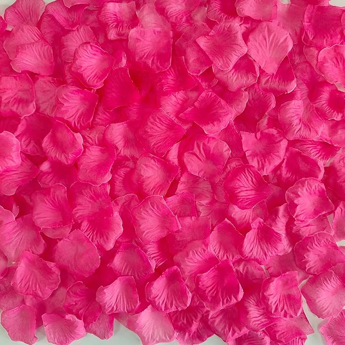 Separated 1500 PCS Artificial Pink Rose Petals for Romantic Night,Faux Hot Pink Flower Petals for Flower Girl Weddings Valentine Day Party Romantic Decoration(Ready-to-use)
