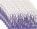 Placemats,Lavender Flower Placemats 12x18 Inch Waterproof Non-Slip Washable Table Mats for Kitchen Dining Party Table Decor,Set of 6