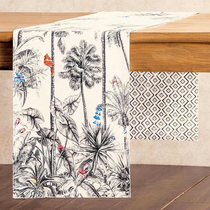 Maison d' Hermine Table Runner 100% Cotton Double Layer Table Runners 72 inches Long for Thanksgiving Christmas Decorations Home Kitchen Dining Party Wedding (Amazonia, 14.5" x 72")