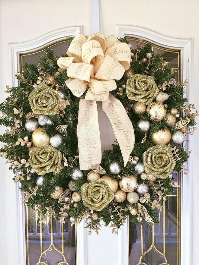 Gold Glitter Roses, 50PCS Fake Roses 2.76" Gold Flowers Artificial for Decoration Wedding Christmas Home Table Floral Arrangement
