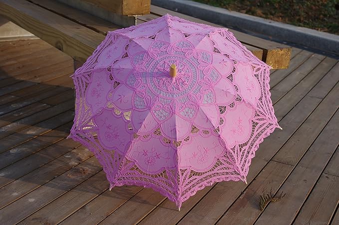 Handmade Pink Lace Parasol Umbrella Wedding Bridal 30 Inch Adult Size