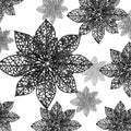 Boao Black 24 Pieces Poinsettia Flower Christmas Glitter Artificial Poinsettia with Clips Christmas Tree Ornament Decorations for DIY Xmas Wreath Holiday Home Party Decor, 3/4/6 Inches