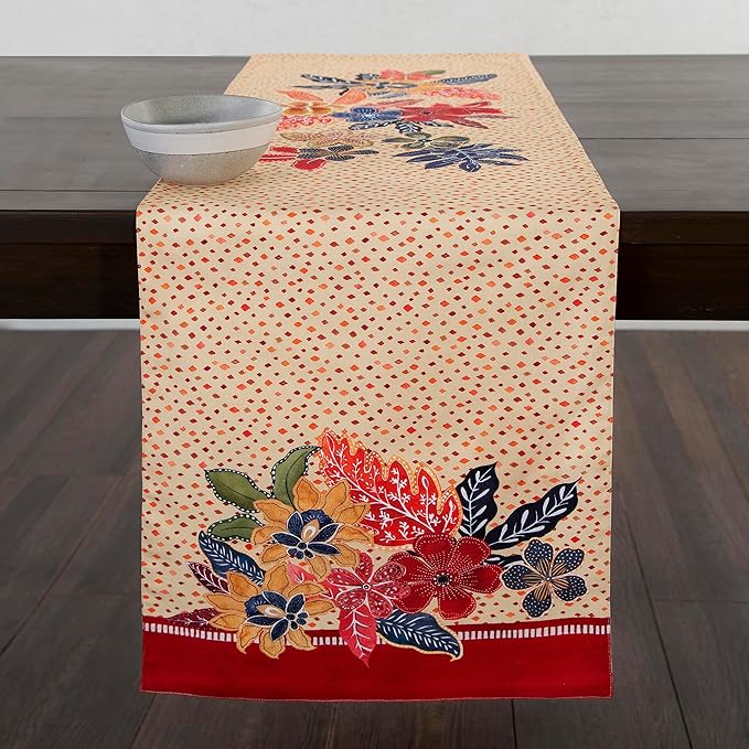 Maison d' Hermine Table Runner 100% Cotton Single Layer Table Runners 108 inches Long for Thanksgiving Christmas Decorations Home Kitchen Dining Party Wedding (Kalahari, 14.5" x 108")