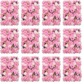 12pcs Flower Wall Panels 15.7“ x 23.6" Floral Wall Artificial Flower Backdrop for Wedding Party Photo Backgrounds Dark Pink