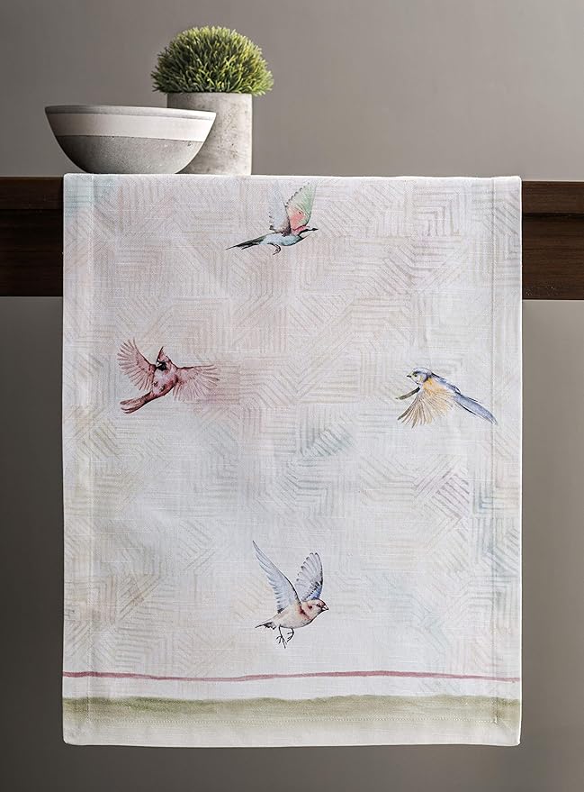 Maison d' Hermine Table Runner 100% Cotton Single Layer Table Runners 72 inches Long Decorative for Home Kitchen Dining Party Wedding Bridal Shower Spring Summer (Flying Birds, 14.50" x 72")