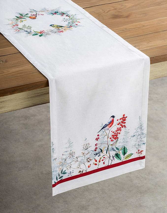 Maison d' Hermine Table Runner 100% Cotton Single Layer Table Runners 36 inches Long for Thanksgiving Christmas Decorations Home Kitchen Dining Party Wedding (Morzine, 14.5" x 36")