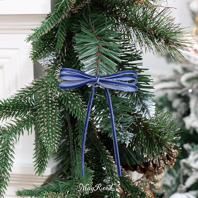 MAYREEL 1/8 Inch Navy Blue Velvet Ribbon Thin Marine Blue Vintage Ribbon for Wedding Invitations Crafts Gift Wrapping Party Favor Boxes 50 Yards