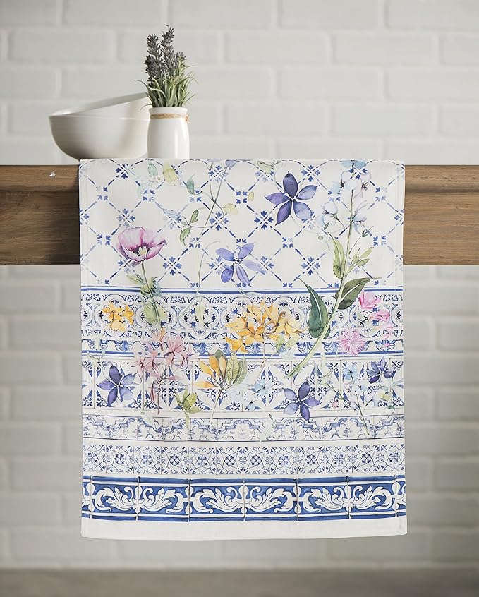 Maison d' Hermine Table Runner 100% Cotton Double Layer Table Runners 72 inches Long Decorative for Home Kitchen Dining Party Baby Shower Wedding Bridal Shower Spring Summer (Faience, 14.50" x 72")