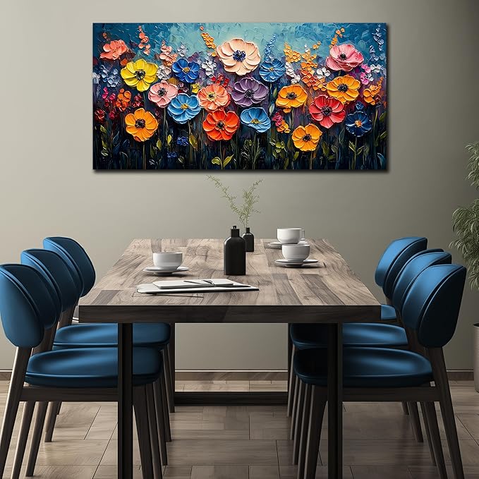 Flower Painting Wall Decor for Bedroom Teen Girl Colorful Paintings for Wall Floral Wall Art for Office Women 24 x 48 Inch