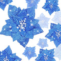 Boao 24 Pieces Glitter Poinsettia Artificial Christmas Flowers Poinsettia Decorations Wedding Christmas Tree Ornaments, 3/4/6 Inches (Blue)