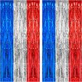 2 Pack 3.2 x 8.2 ft Red White and Blue Foil Fringe Backdrop Curtain, Streamer Backdrop Tinsel Curtains Photo Booth Props for Graduation Birthday Memo
