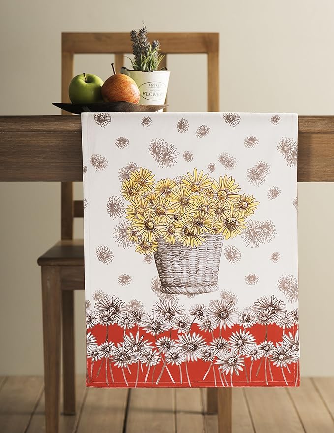 Maison d' Hermine Table Runner 100% Cotton Single Layer Table Runners 60 inches Long for Thanksgiving Christmas Decorations Home Kitchen Dining Party Wedding (Bagatelle, 14.5" x 60")