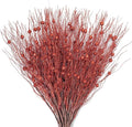 KI Store Red Christmas Tree Picks Sprays Set of 20 Glittered Twigs Decor for Christmas Tree Decoration Topper Floral Arrangement