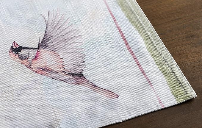 Maison d' Hermine Placemats Set of 4 100% Cotton Washable Cloth Place Mats, Reusable Table Mats for Kitchen Dining Decoration, Party, Wedding, Restaurant Spring/Summer (Flying Birds, 13" x 19")