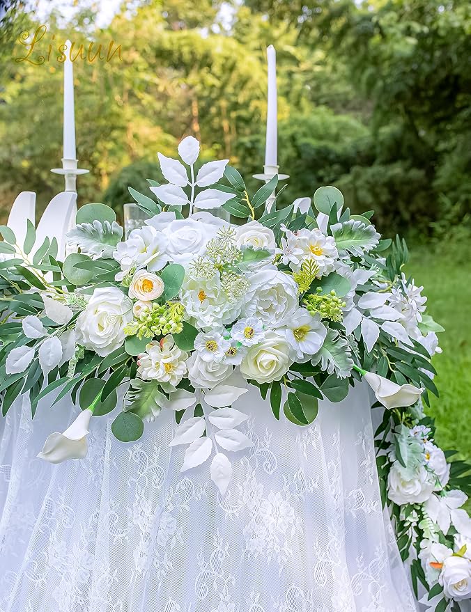 9FT Wedding Arch Flower Garland, Handmade Wedding Table Decorations,Head Table Floral Decor for Noble and Charming Wedding Ceremony