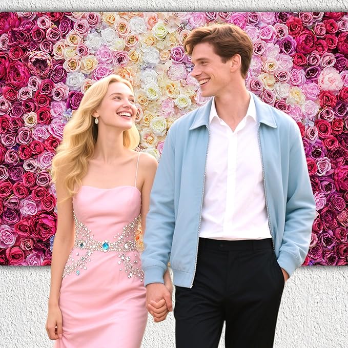 Rose Flower Wall Backdrop 15X10 ft Large Floral Photography Background for Indoor Outdoor Wedding Party Bridal Shower Baby Shower Engagement Shoot Photo Booth Decoration