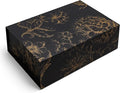 Luxury Keepsake Gift Box | Black Gold Floral Decorative Boxes with Magnetic Lids for Presents, Wedding Memory Box, and Bridal Gifts. 11.5" x 7.5" x 3.5"