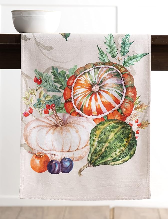 Maison d' Hermine Table Runner 100% Cotton Double Layer Table Runners 108 inches Long for Thanksgiving Christmas Decorations Home Kitchen Dining Party Wedding (Lumina, 14.5" x 108")