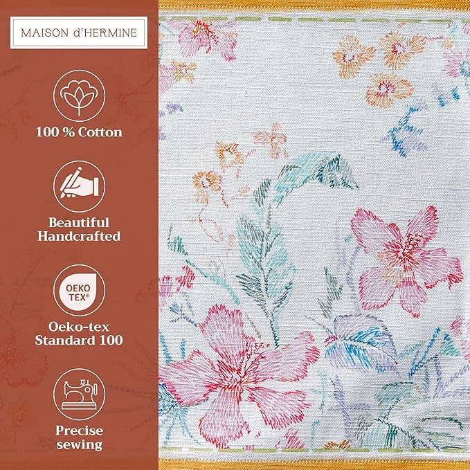 Maison d' Hermine Placemats Set of 4 100% Cotton Washable Cloth Place Mats, Reusable Table Mats for Kitchen Dining Decoration, Party, Wedding, Restaurant Spring/Summer (Paradise Island, 13" x 19")