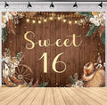 SVBright Sweet 16 Backdrop 7Wx5H Western Cowgirl Retro Boho Pampas Grass Country Flower Floral West Rustic Wooden Boots Hat Farmhouse Decorations Photography Background Banner Photo Booth Studio